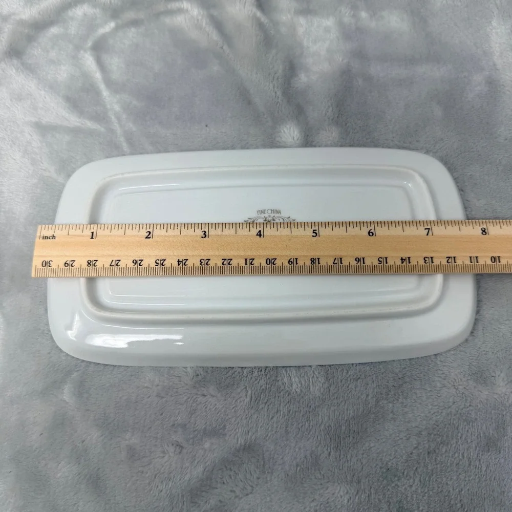 Crown Victoria‎ Empress Fine China Butter Dish with Lid White Floral Silver Trim